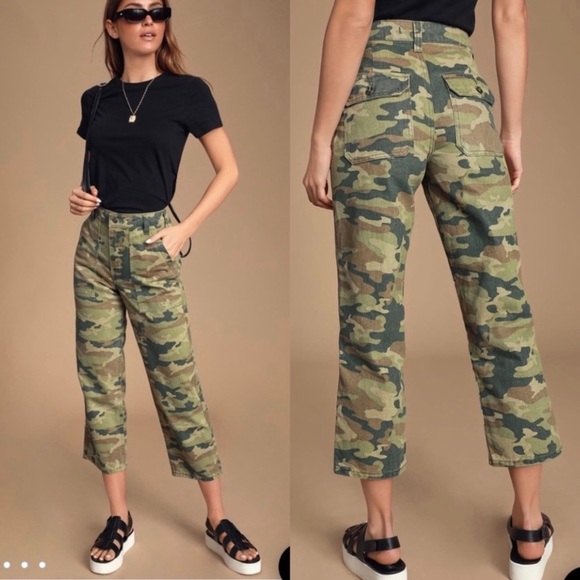 Free People Remy Green Camo High-Waisted Wide Leg Jeans Size 24 NWT - Picture 10 of 16
